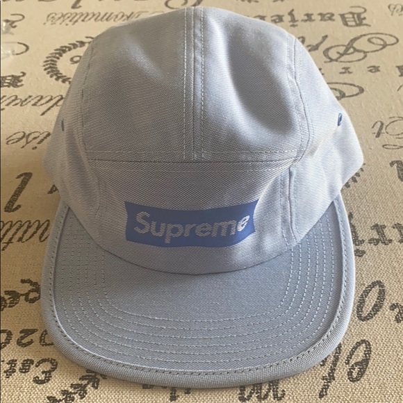 supreme jacquard box logo camp cap navy